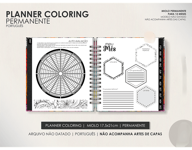 Arquivo Miolo Planner Coloring Permanente - Português