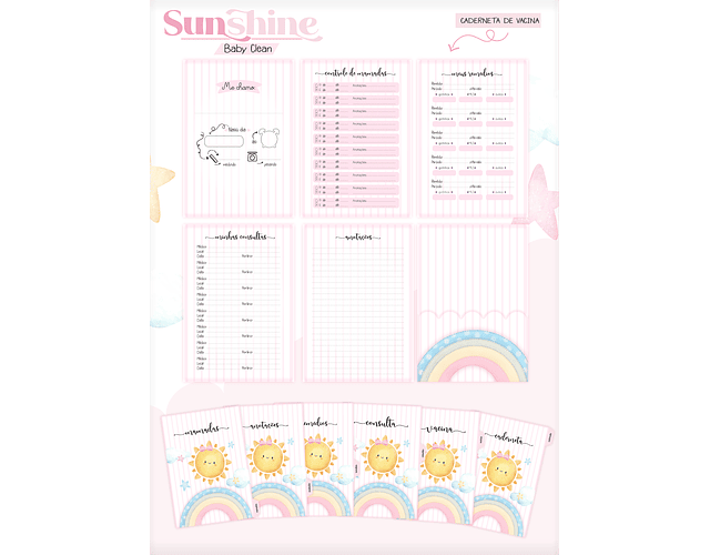 Arquivo Combo Encadernação Baby Sunchine Arco Iris