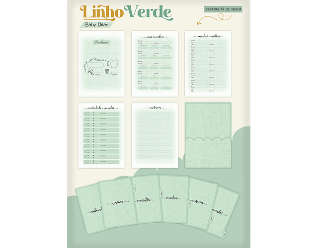Arquivo Combo Encadernação Baby Linho Verde Alfabeto