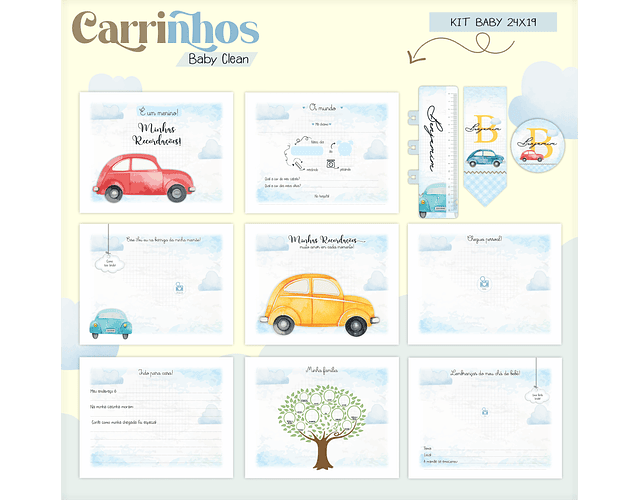 Arquivo Combo Encadernação Baby Carrinhos Alfabeto