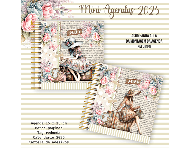 Arquivo Encadernação Agendas 15X15 2025 Meninas Floral - Caderno A5 - CRYS