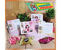 Arquivo 4 modelos de mini calendários de mesa 2025 para lembrancinhas com miolo (meninas)