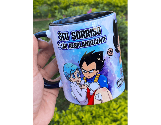 Arquivo Caneca Bulma e Vegeta - Seu Sorriso é tão Resplandescente...