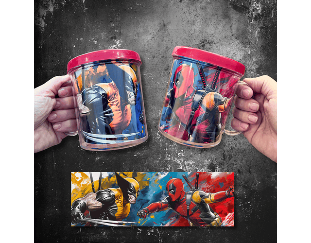 Arquivo Pack de Canecas Acrilicas DeadPool e Wolverine - Ilustracin