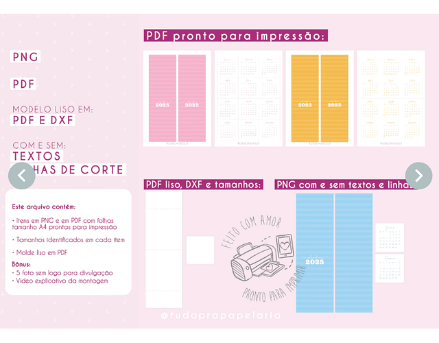 Arquivo Mini Calendário de Mesa 2025 - TUDO PRA PAPELARIA