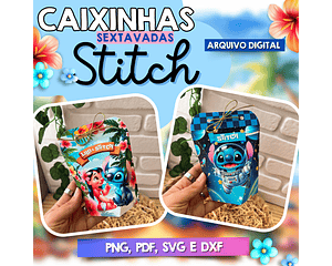 Arquivo Caixas Sextavada Stitch - ilustracin