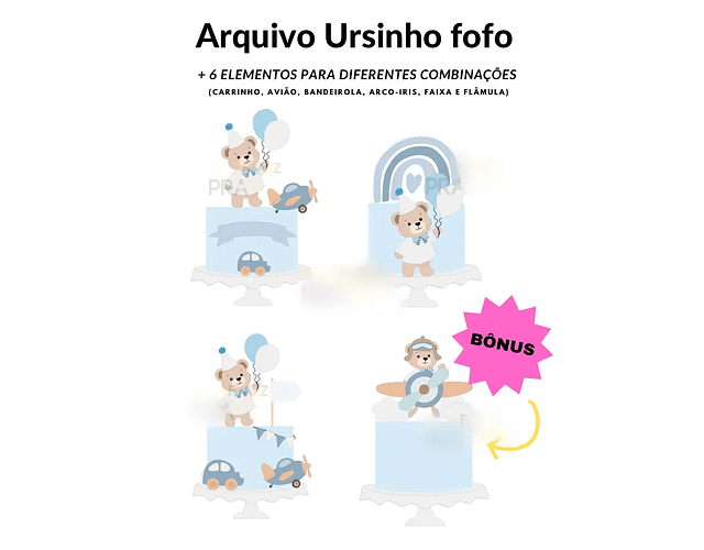 Arquivo Topo de Bolo Ursinho Fofo