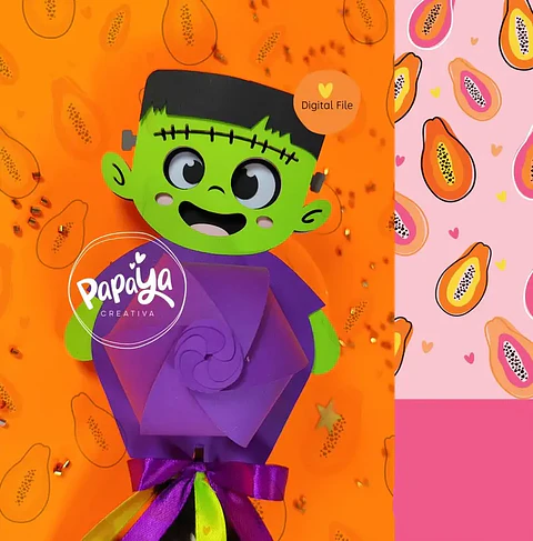 Arquivo de Corte Halloween Porta Bombom Frankenstein