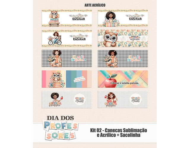 Arquivo Dia dos Professores - Kit 02 - Canecas e Sacolas - tita