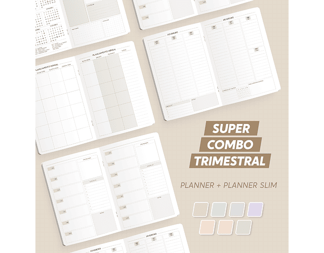 Super Combo Planner Trimestral + Trimestral Slim 2025 – Brochura - Nilmara