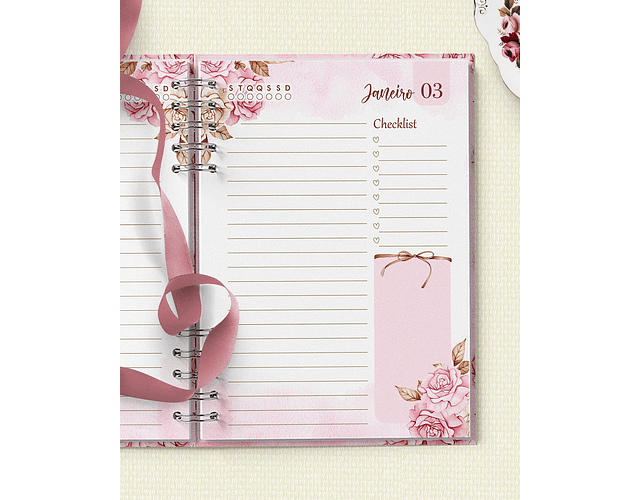 Arquivo Combo Agenda Mulher Virtuosa - Floral Rosa - Bicho Papel