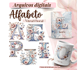 Kit Digital Alfabeto Vitral Floral - ILUSTRACIN