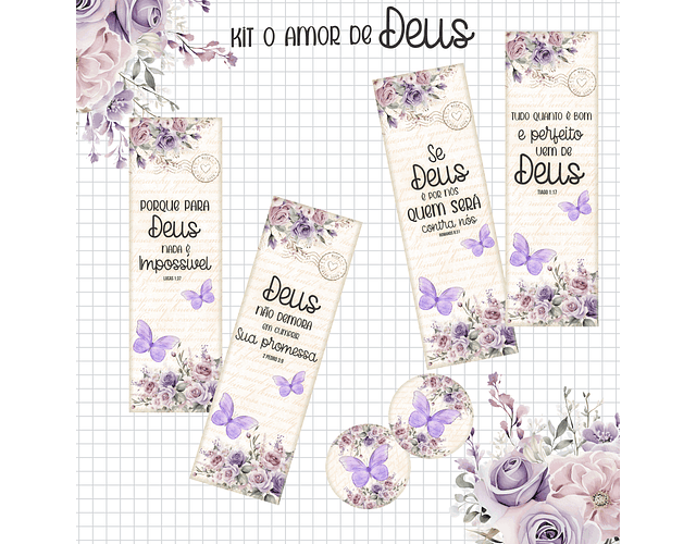 Arquivo Kit Amor de Deus Floral Lilás  - Arts da Crys