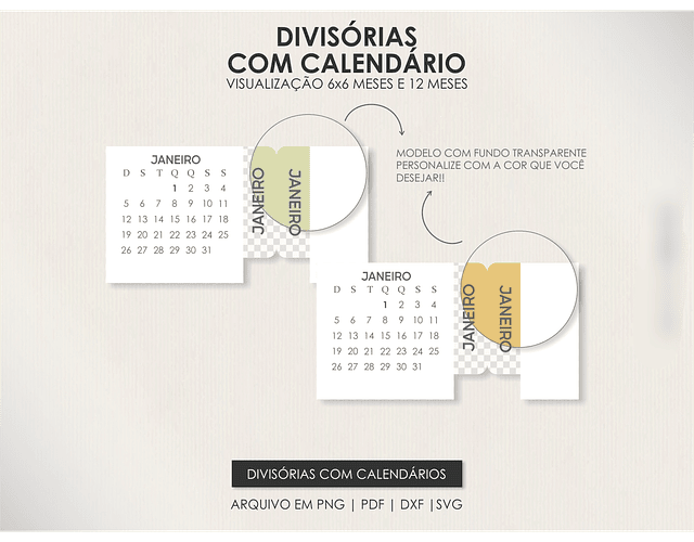 Arquivo Divisórias com Abas e Calendário 2025 - MOLDES DA LÊ