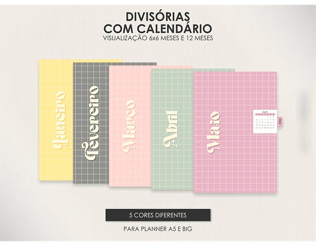 Arquivo Divisórias com Abas e Calendário 2025 - MOLDES DA LÊ