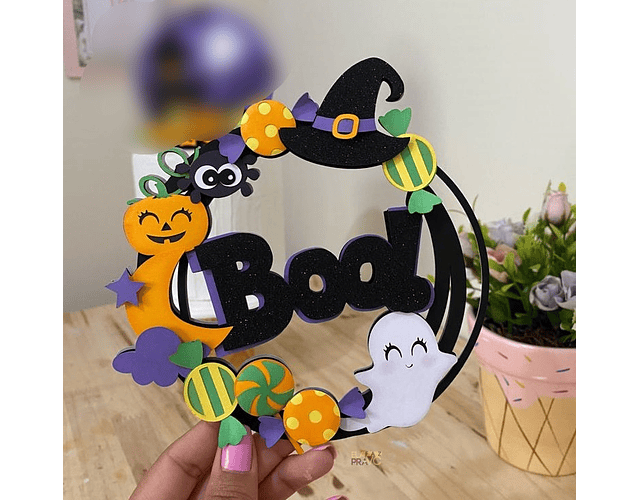 Arquivo Topo de Bolo Halloween Circular BOO - EM CAMADAS