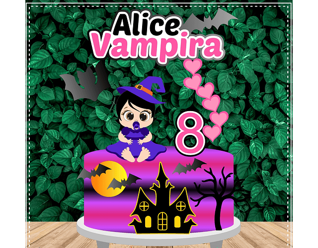 Arquivo Topo de Bolo Halloween Baby Vampirina - EM CAMADAS