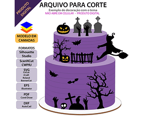 Arquivo Topo de Bolo Halloween Silhueta