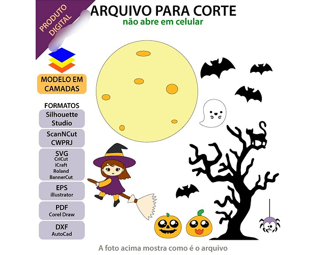 Arquivo Topo de Bolo Halloween Bruxinha