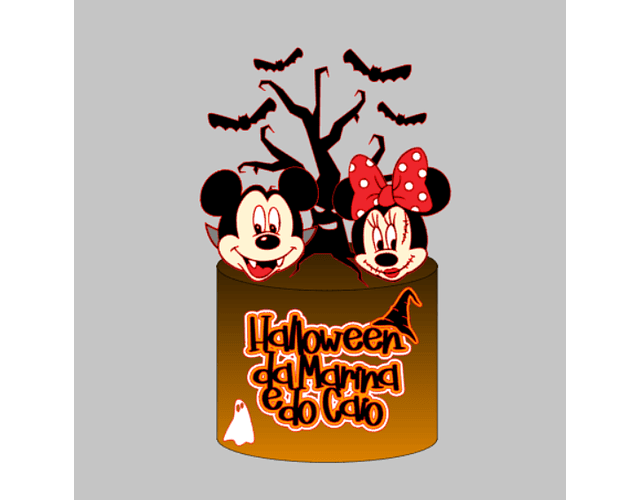 Arquivo Topo de Bolo Halloween Minnie e Mickey - EM CAMADAS