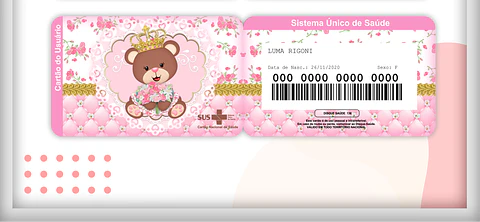 Arquivo Cartão SUS Ursinha Princesa