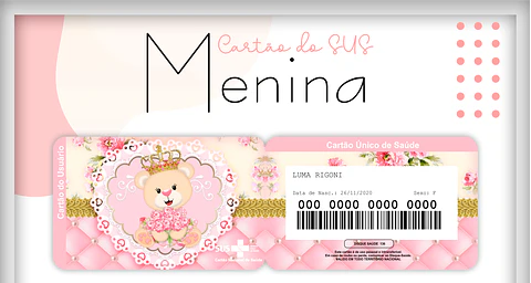 Arquivo Cartão SUS Ursinha Princesa