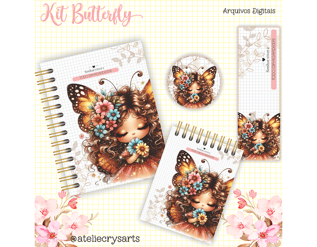 Arquivo Encadernação Kit Butterfly - Crys Arts