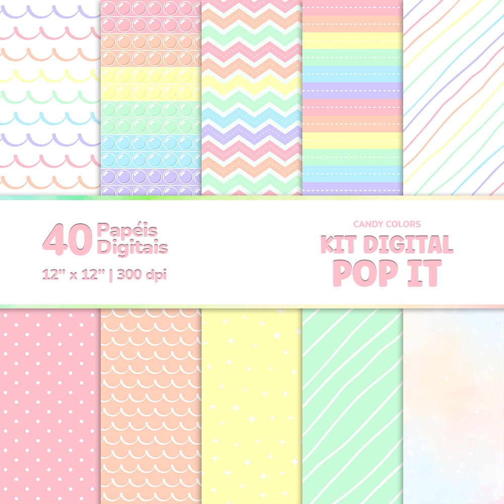 Kit Digital Pop It Candy Color chuvinha