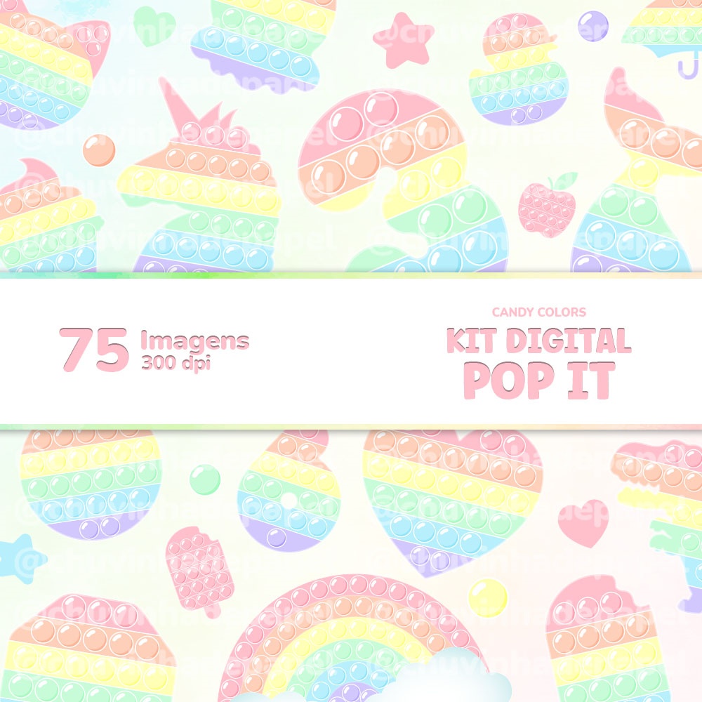 Kit Digital Pop It Candy Color chuvinha