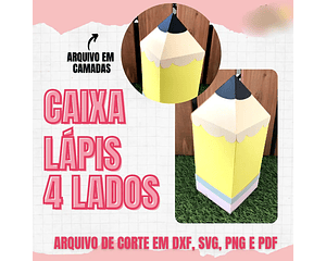 Arquivo de Corte Caixa Lápis 4 lados - dicas de papeleira