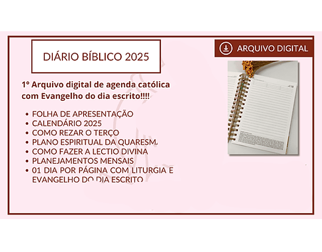 Arquivo Diário com Evangelho Católico A5 2025 - ora que passa