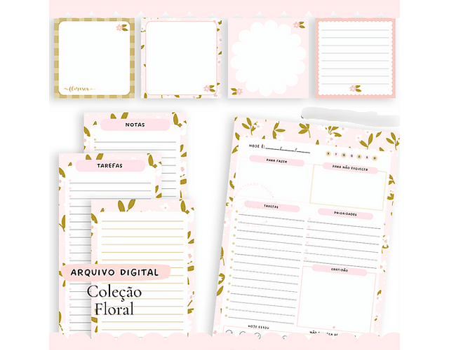 Arquivo Coleção Floral Desk Planner, Bloquinho e Planner Diário - VE BERNARDI