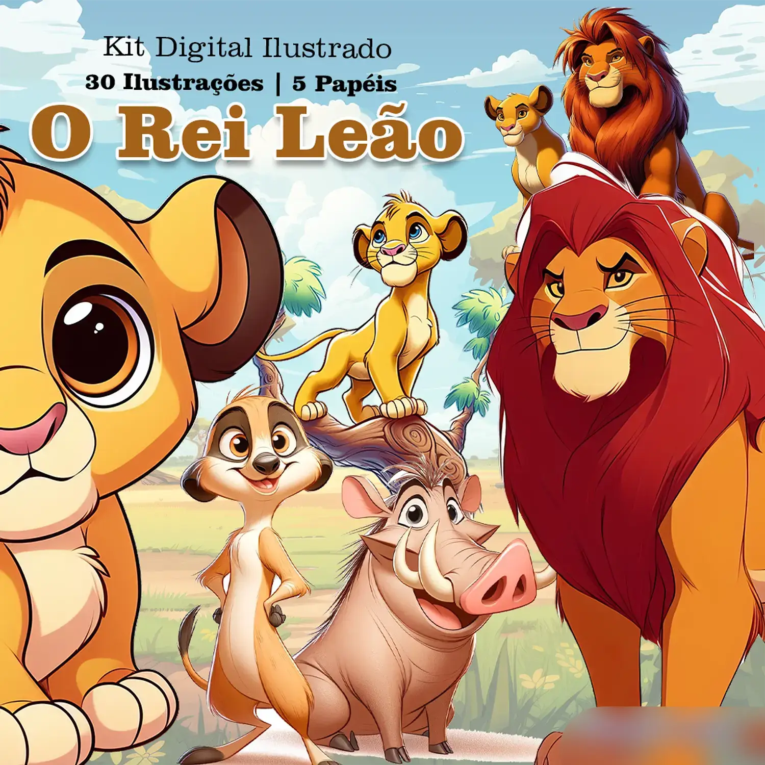 Kit Digital O Rei Leão Cartoon - Illustradeb