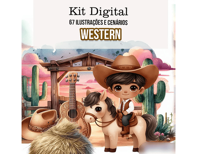 Kit Digital Fazendinha Western - ILLUSTRADEB