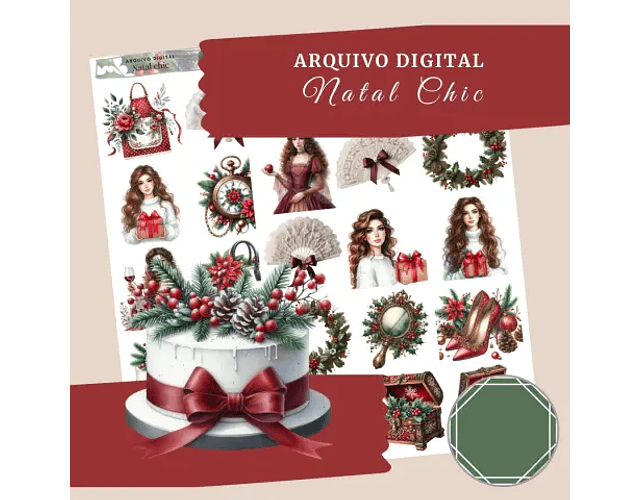 Kit Digital Printables Natal Chic em PDF - Toca da Colagem