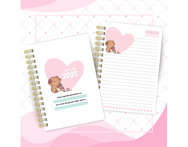 Arquivo Agenda A5 Capy Cute Capivara 2025 - CUTE CORTE