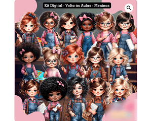 Kit Digital Volta as Aulas Menina - Cute Corte