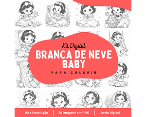 Kit Digital Branca de Neve Baby para Colorir - ETERNIZE