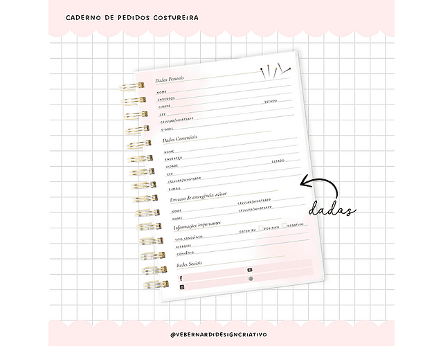 Arquivo encadernação Caderno de Pedidos - Costureira