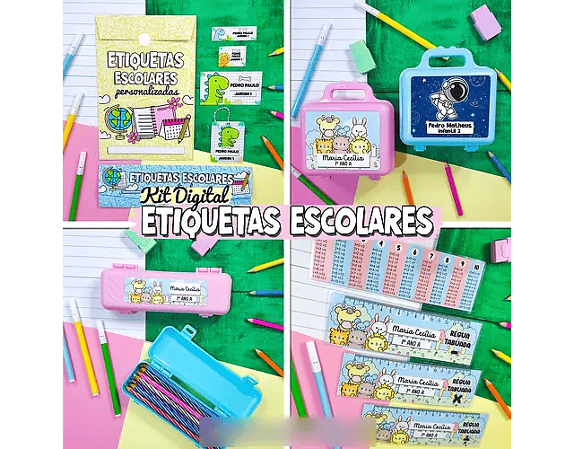 Arquivo Combo Etiquetas Escolares - Desenhitos da Jana