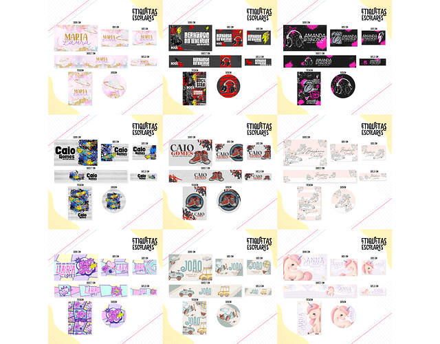Arquivo Etiquetas Escolares 40 modelos + Canecas 2022 - papel amado