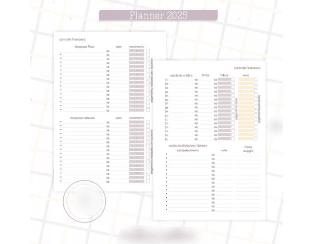 Arquivo Planner Floral 2025 Lilás e Amarelo - Criativa Afetiva