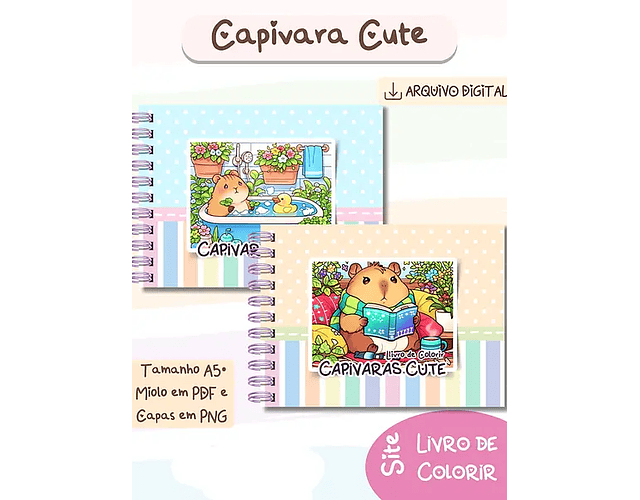 Arquivo Livro de Colorir Capivara Cute - Bia Shaina