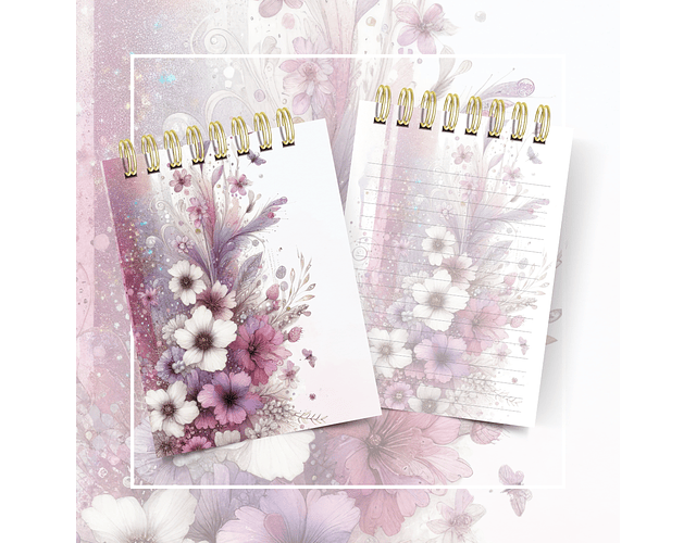 Arquivo Agenda A5 Floral Lilás + Bloquinho N4 - CUTE CORTE