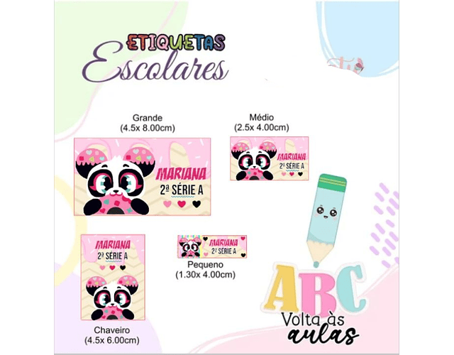 Arquivo Etiquetas Escolar Panda Donuts Puket