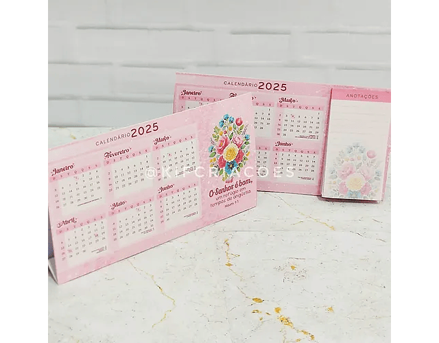 Arquivo calendário de mesa  Floral - KIF