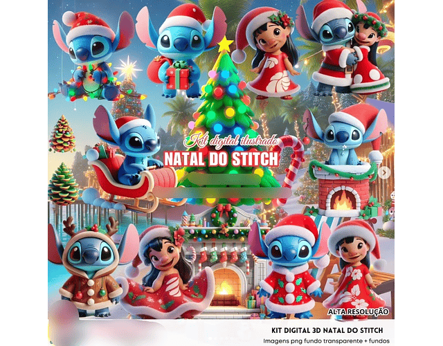 Kit Digital Natal do Stitch - Fanddy