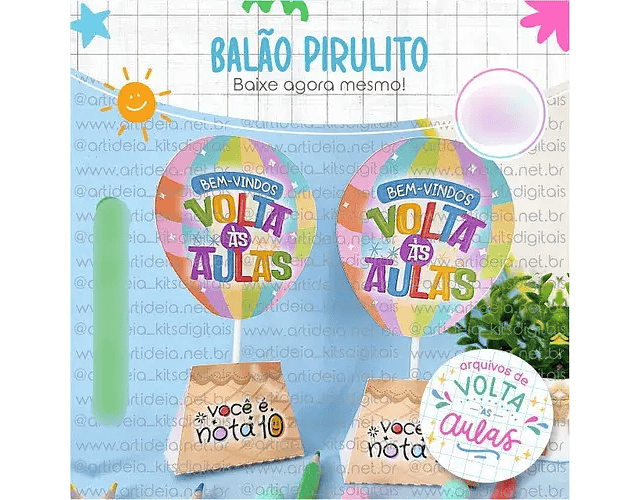 Arquivo Card Balão Pirulito - Art Ideia