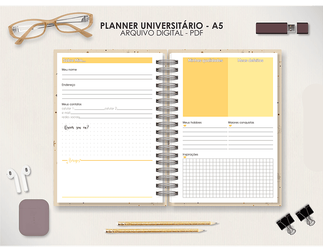 Arquivo Coleção Mística Planner Universitario A5 vertical 2025 - Moldes da Le