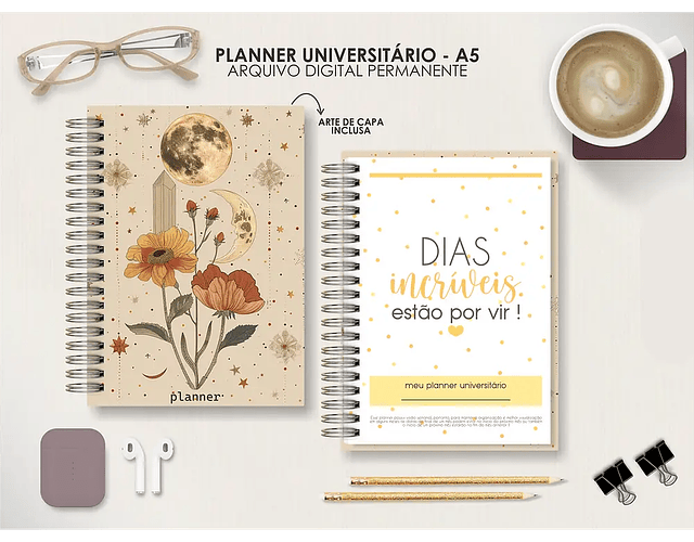 Arquivo Coleção Mística Planner A5 Universitario Vertical Permanente - Moldes da Le